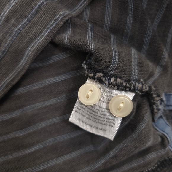 Faherty Polo Shirt Mens L Gray Blue Striped Indigo Dyed Organic Cotton Casual - Picture 8 of 8